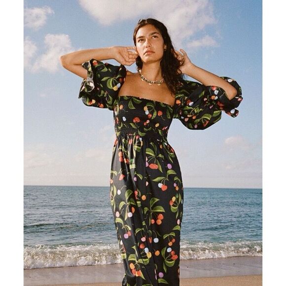 BORGO DE NOR VIONA COTTON MIDI DRESS - CHERRY BLACK - Picture 4 of 15